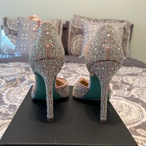 Only worn for try on “something blue” Betsey Johnson champagne stilettos.